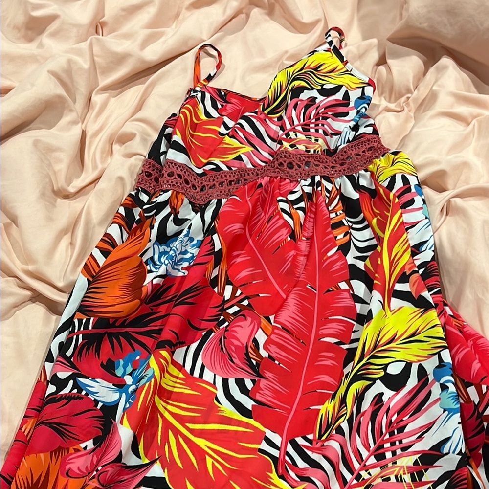 Vibrant Tropical Print Dress
